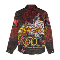 PNG 1975 - 2025 Women Casual Shirt Papua New Guinea 50th Independence Anniversary DT02 - Polynesian Pride