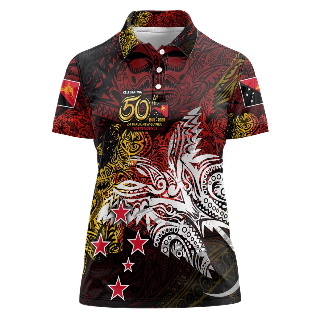 PNG 1975 - 2025 Women Polo Shirt Papua New Guinea 50th Independence Anniversary DT02 Female Art - Polynesian Pride