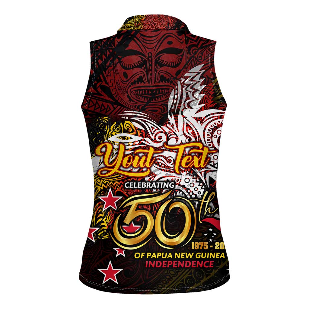 PNG 1975 - 2025 Women Sleeveless Polo Shirt Papua New Guinea 50th Independence Anniversary DT02 - Polynesian Pride
