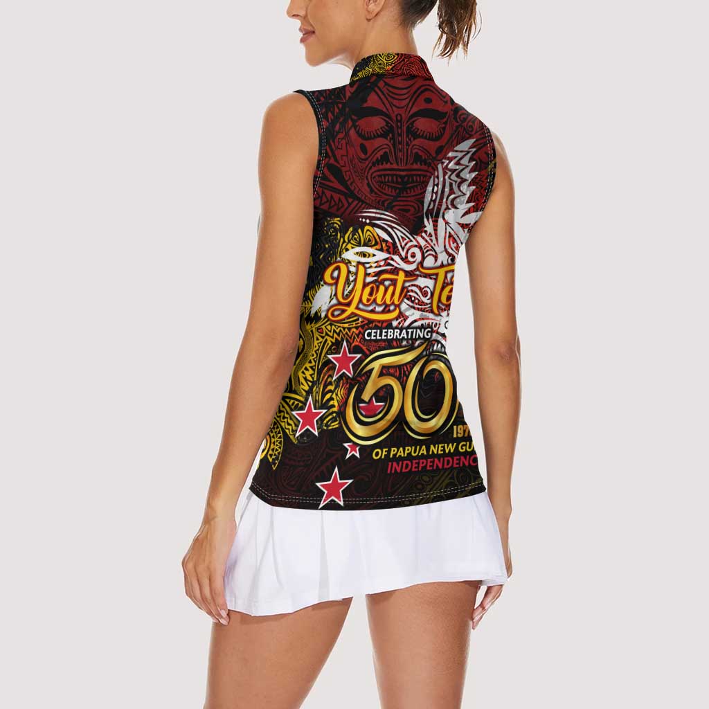 PNG 1975 - 2025 Women Sleeveless Polo Shirt Papua New Guinea 50th Independence Anniversary DT02 - Polynesian Pride