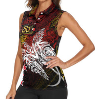 PNG 1975 - 2025 Women Sleeveless Polo Shirt Papua New Guinea 50th Independence Anniversary DT02 - Polynesian Pride