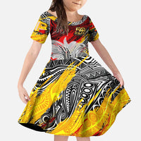 Papua New Guinea 50th Independence Day Family Matching Long Sleeve Bodycon Dress and Hawaiian Shirt Celebrate Our History, Inspire Our Future DT02 Daughter's Dress Art - Polynesian Pride