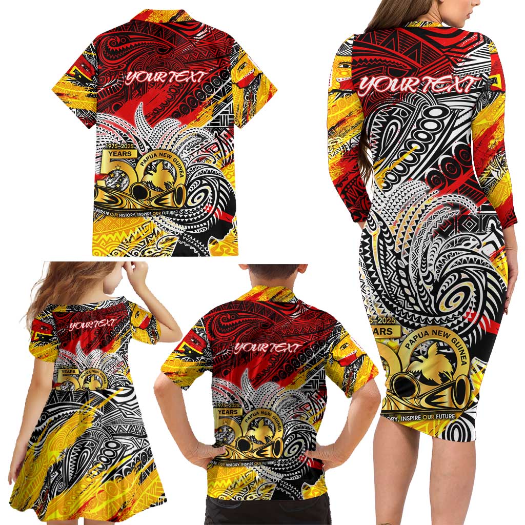 Papua New Guinea 50th Independence Day Family Matching Long Sleeve Bodycon Dress and Hawaiian Shirt Celebrate Our History, Inspire Our Future DT02 - Polynesian Pride