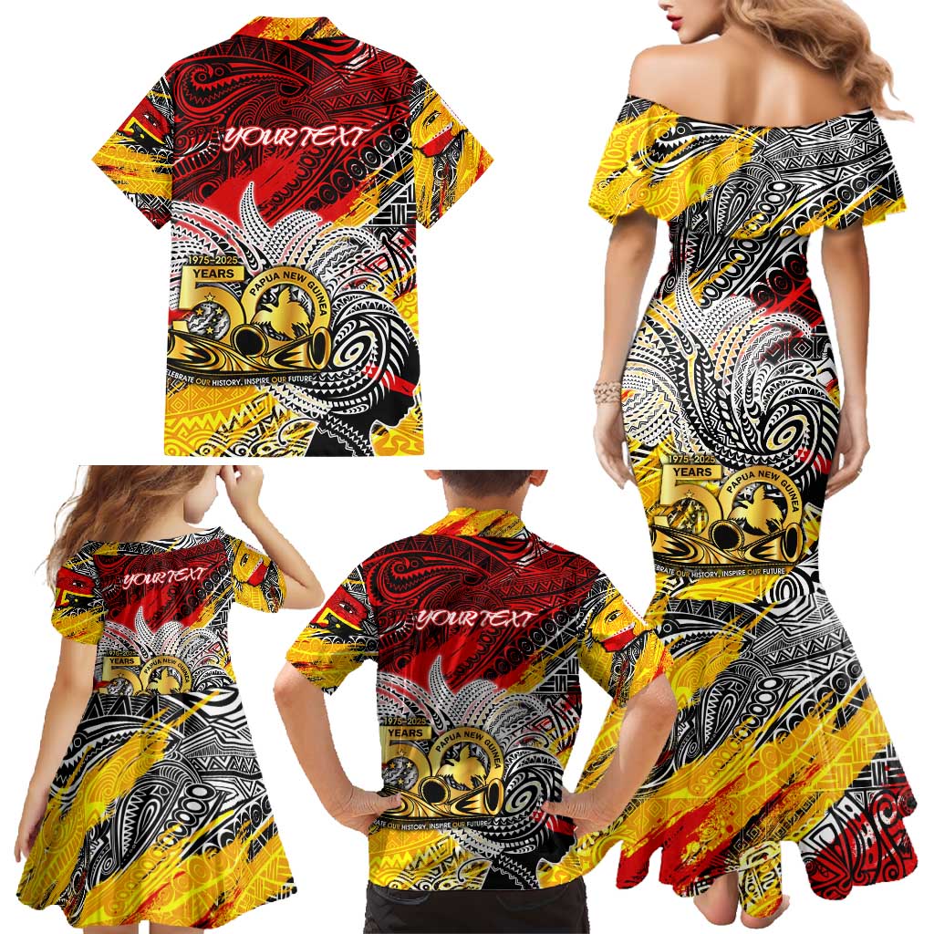 Papua New Guinea 50th Independence Day Family Matching Mermaid Dress and Hawaiian Shirt Celebrate Our History, Inspire Our Future DT02 - Polynesian Pride