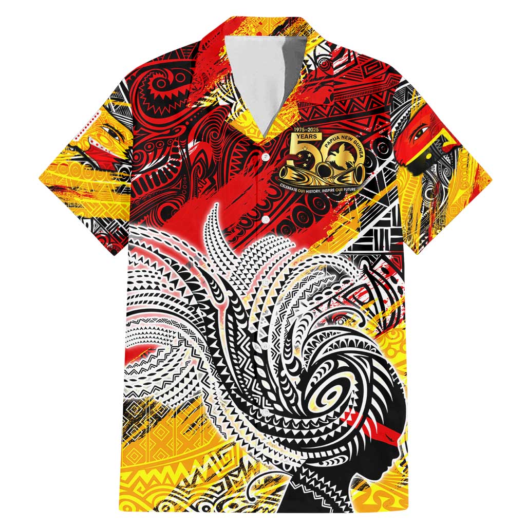 Papua New Guinea 50th Independence Day Family Matching Mermaid Dress and Hawaiian Shirt Celebrate Our History, Inspire Our Future DT02 Dad's Shirt - Short Sleeve Art - Polynesian Pride