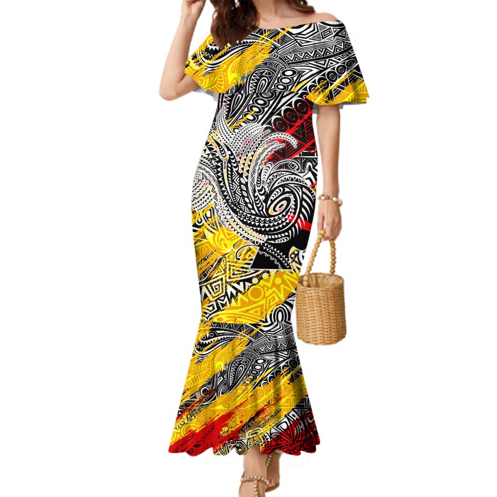 Papua New Guinea 50th Independence Day Family Matching Mermaid Dress and Hawaiian Shirt Celebrate Our History, Inspire Our Future DT02 Mom's Dress Art - Polynesian Pride