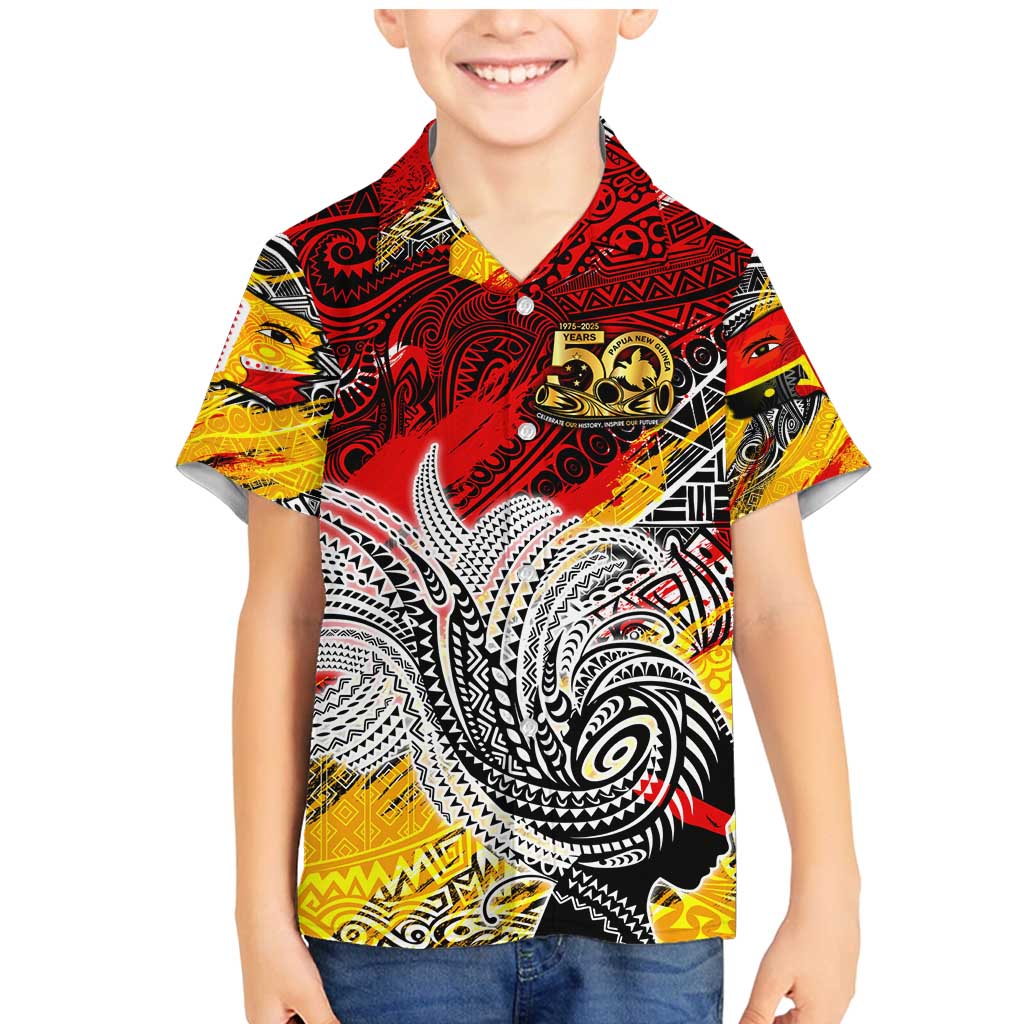 Papua New Guinea 50th Independence Day Family Matching Mermaid Dress and Hawaiian Shirt Celebrate Our History, Inspire Our Future DT02 Son's Shirt Art - Polynesian Pride