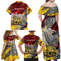 Papua New Guinea 50th Independence Day Family Matching Off Shoulder Maxi Dress and Hawaiian Shirt Celebrate Our History, Inspire Our Future DT02 - Polynesian Pride