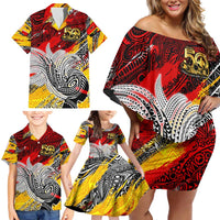 Papua New Guinea 50th Independence Day Family Matching Off Shoulder Short Dress and Hawaiian Shirt Celebrate Our History, Inspire Our Future DT02 - Polynesian Pride