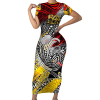 Papua New Guinea 50th Independence Day Family Matching Short Sleeve Bodycon Dress and Hawaiian Shirt Celebrate Our History, Inspire Our Future DT02 Mom's Dress Art - Polynesian Pride