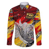 Papua New Guinea 50th Independence Day Family Matching Summer Maxi Dress and Hawaiian Shirt Celebrate Our History, Inspire Our Future DT02 Dad's Shirt - Long Sleeve Art - Polynesian Pride