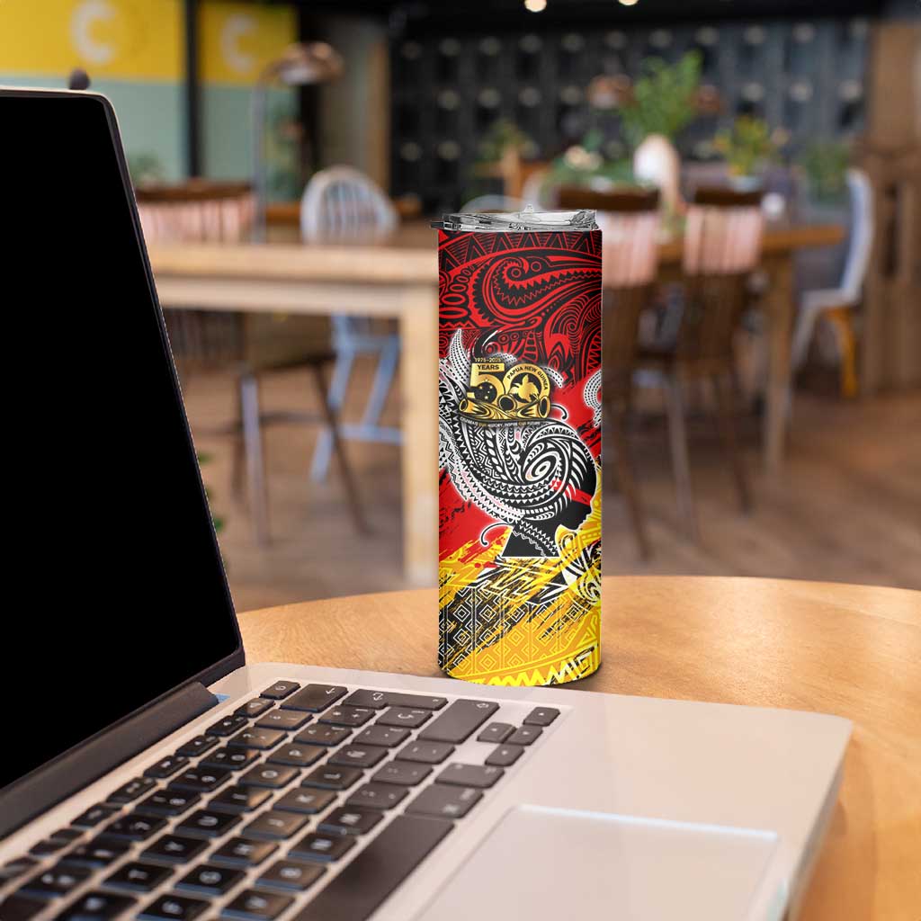Papua New Guinea 50th Independence Day Skinny Tumbler Celebrate Our History, Inspire Our Future