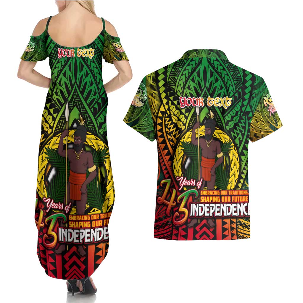 Vanuatu 45th Independence Anniversary Couples Matching Summer Maxi Dress and Hawaiian Shirt Embracing Our Traditions Shaping Our Future