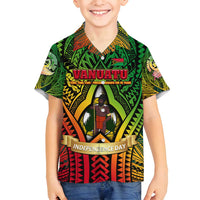 Vanuatu 45th Independence Anniversary Family Matching Long Sleeve Bodycon Dress and Hawaiian Shirt Embracing Our Traditions Shaping Our Future DT02 Son's Shirt Art - Polynesian Pride