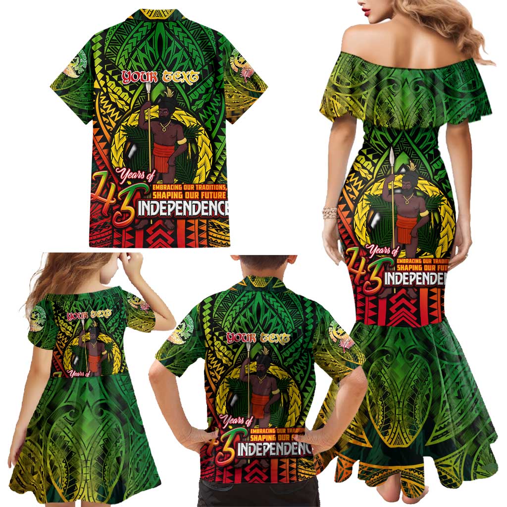 Vanuatu 45th Independence Anniversary Family Matching Mermaid Dress and Hawaiian Shirt Embracing Our Traditions Shaping Our Future DT02 - Polynesian Pride