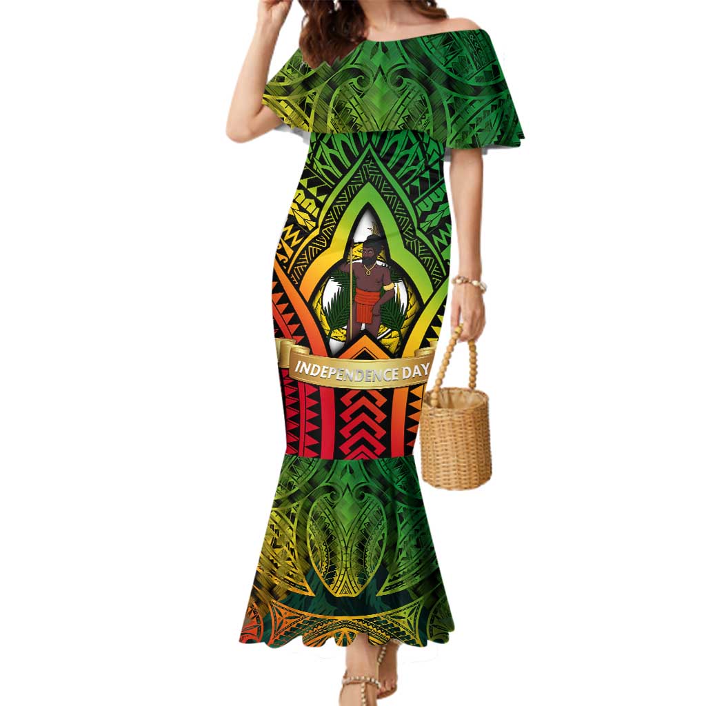Vanuatu 45th Independence Anniversary Family Matching Mermaid Dress and Hawaiian Shirt Embracing Our Traditions Shaping Our Future DT02 Mom's Dress Art - Polynesian Pride