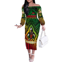 Vanuatu 45th Independence Anniversary Family Matching Off The Shoulder Long Sleeve Dress and Hawaiian Shirt Embracing Our Traditions Shaping Our Future DT02 Mom's Dress Art - Polynesian Pride