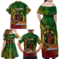 Vanuatu 45th Independence Anniversary Family Matching Off Shoulder Maxi Dress and Hawaiian Shirt Embracing Our Traditions Shaping Our Future DT02 - Polynesian Pride