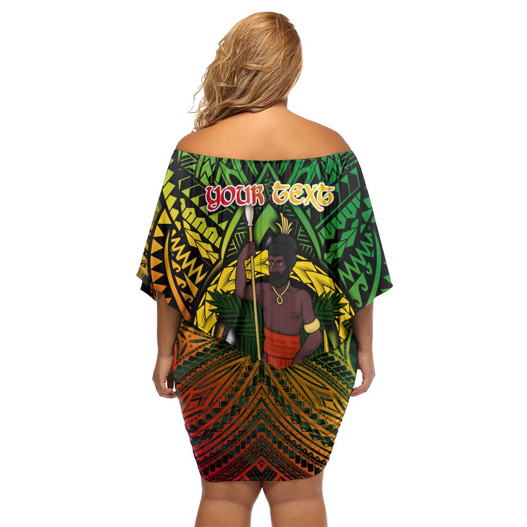 Vanuatu 45th Independence Anniversary Family Matching Off Shoulder Short Dress and Hawaiian Shirt Embracing Our Traditions Shaping Our Future DT02 - Polynesian Pride