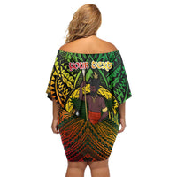 Vanuatu 45th Independence Anniversary Family Matching Off Shoulder Short Dress and Hawaiian Shirt Embracing Our Traditions Shaping Our Future DT02 - Polynesian Pride