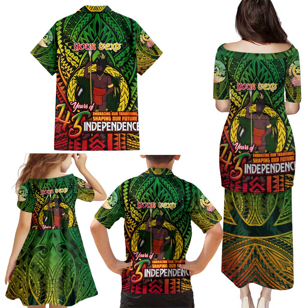 Vanuatu 45th Independence Anniversary Family Matching Puletasi and Hawaiian Shirt Embracing Our Traditions Shaping Our Future