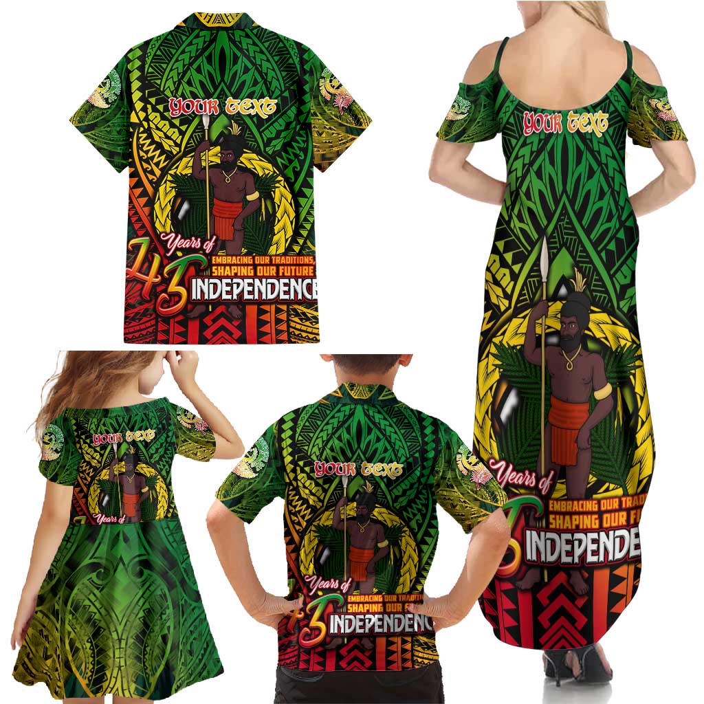 Vanuatu 45th Independence Anniversary Family Matching Summer Maxi Dress and Hawaiian Shirt Embracing Our Traditions Shaping Our Future DT02 - Polynesian Pride