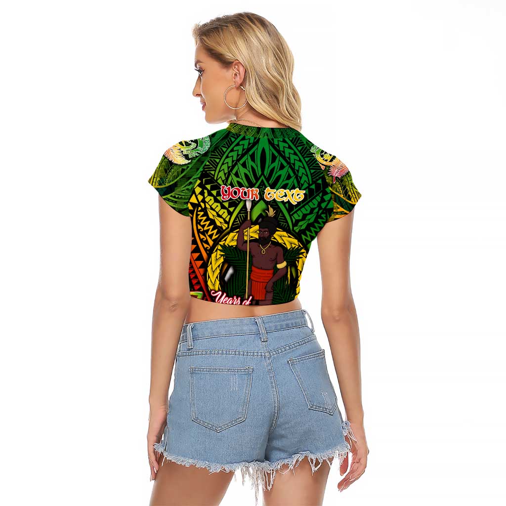 Vanuatu 45th Independence Anniversary Raglan Cropped T Shirt Embracing Our Traditions Shaping Our Future DT02 - Polynesian Pride