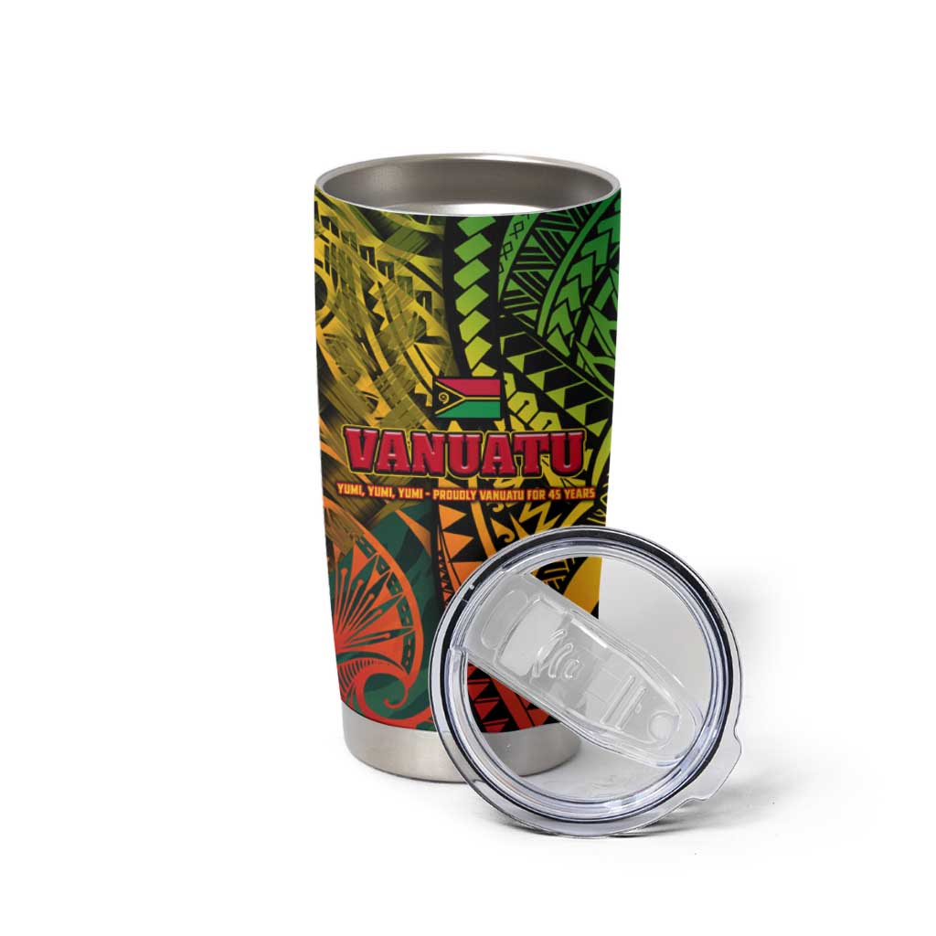Vanuatu 45th Independence Anniversary Tumbler Cup Embracing Our Traditions Shaping Our Future