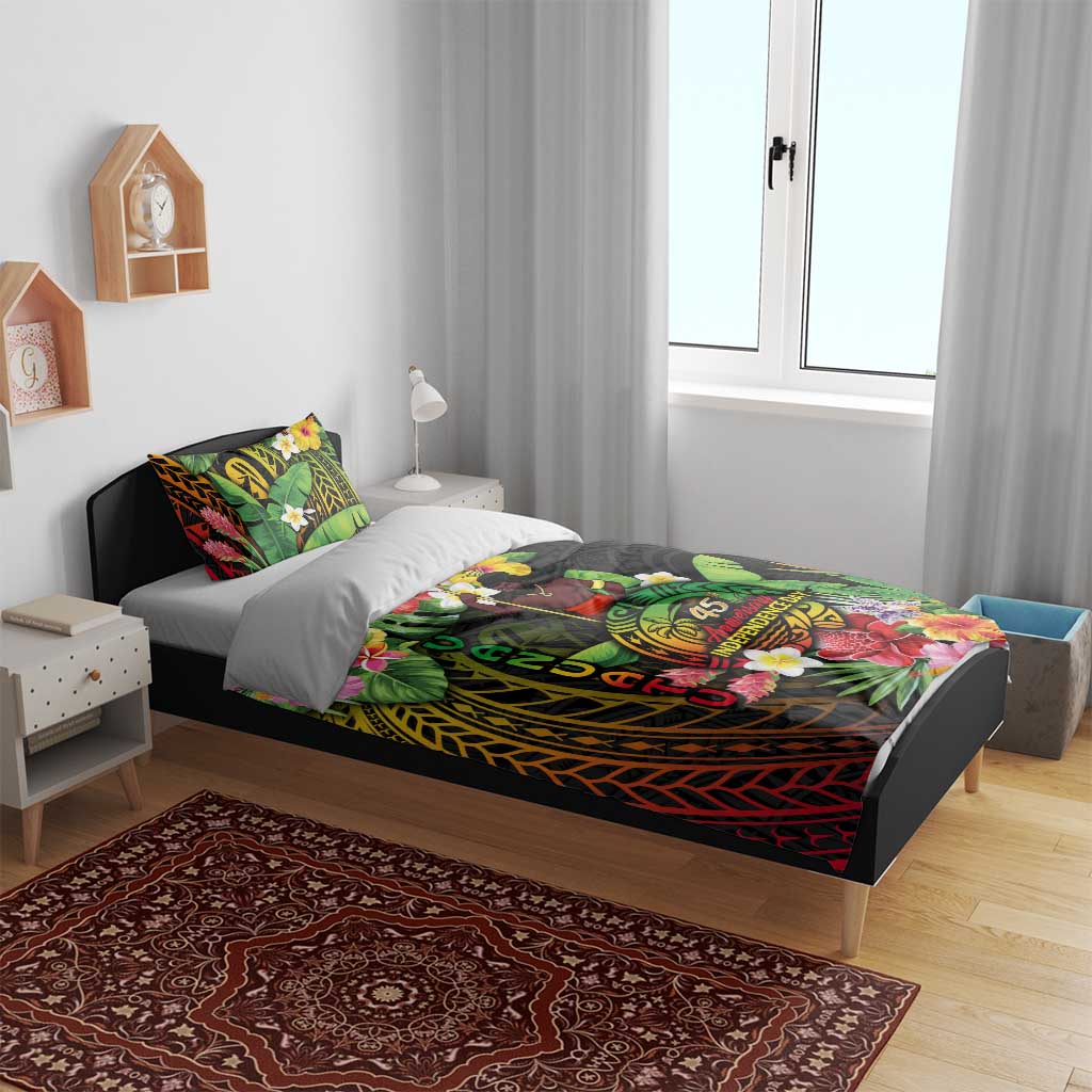 45th Anniversary of Freedom Vanuatu Bedding Set Island Pride Cultural Power Pacific Unity