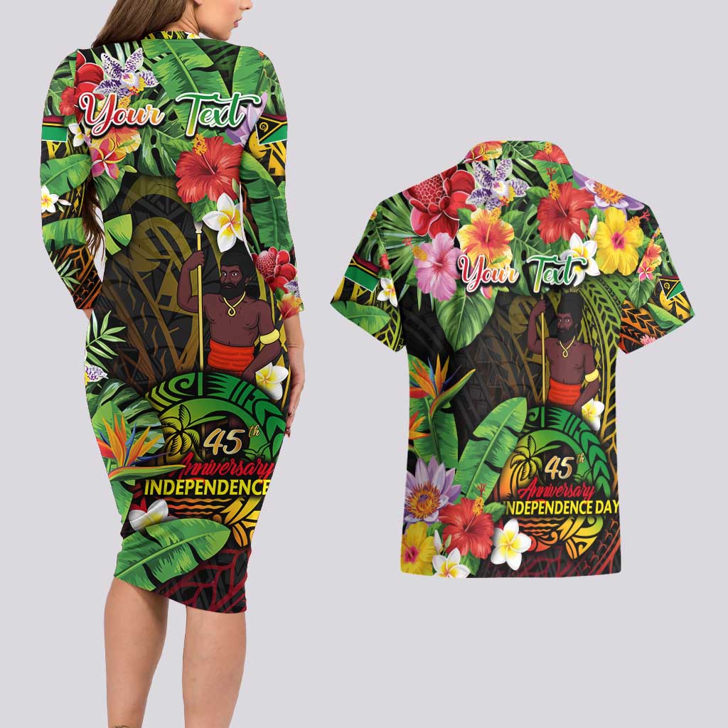 45th Anniversary of Freedom Vanuatu Couples Matching Long Sleeve Bodycon Dress and Hawaiian Shirt Island Pride Cultural Power Pacific Unity DT02 - Polynesian Pride