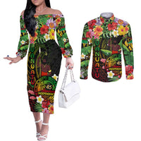 45th Anniversary of Freedom Vanuatu Couples Matching Off The Shoulder Long Sleeve Dress and Long Sleeve Button Shirt Island Pride Cultural Power Pacific Unity DT02 Art - Polynesian Pride