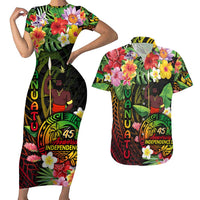 45th Anniversary of Freedom Vanuatu Couples Matching Short Sleeve Bodycon Dress and Hawaiian Shirt Island Pride Cultural Power Pacific Unity DT02 Art - Polynesian Pride