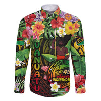 45th Anniversary of Freedom Vanuatu Family Matching Long Sleeve Bodycon Dress and Hawaiian Shirt Island Pride Cultural Power Pacific Unity DT02 Dad's Shirt - Long Sleeve Art - Polynesian Pride
