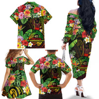 45th Anniversary of Freedom Vanuatu Family Matching Off The Shoulder Long Sleeve Dress and Hawaiian Shirt Island Pride Cultural Power Pacific Unity DT02 - Polynesian Pride