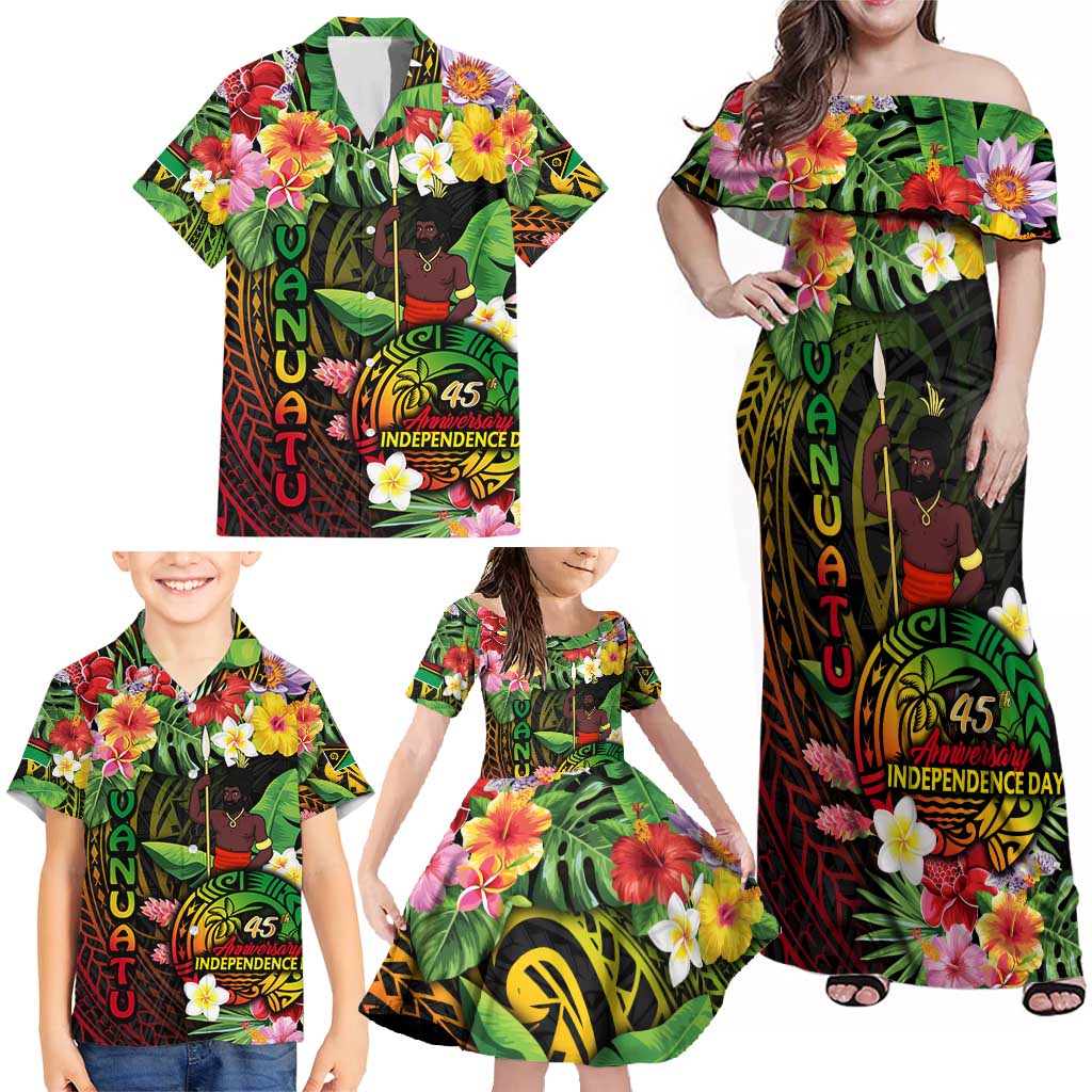 45th Anniversary of Freedom Vanuatu Family Matching Off Shoulder Maxi Dress and Hawaiian Shirt Island Pride Cultural Power Pacific Unity DT02 - Polynesian Pride