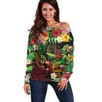 45th Anniversary of Freedom Vanuatu Off Shoulder Sweater Island Pride Cultural Power Pacific Unity DT02 Women Art - Polynesian Pride