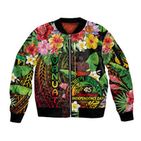45th Anniversary of Freedom Vanuatu Sleeve Zip Bomber Jacket Island Pride Cultural Power Pacific Unity DT02 Unisex Art - Polynesian Pride