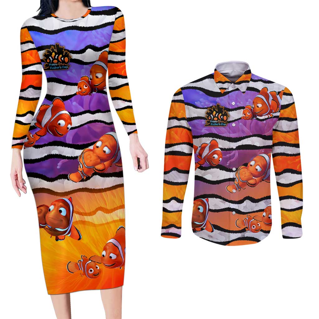 The Ocean Best Dad Couples Matching Long Sleeve Bodycon Dress and Long Sleeve Button Shirt Like Marlin Happy Fathers Day To a True Hero - Polynesian Pride