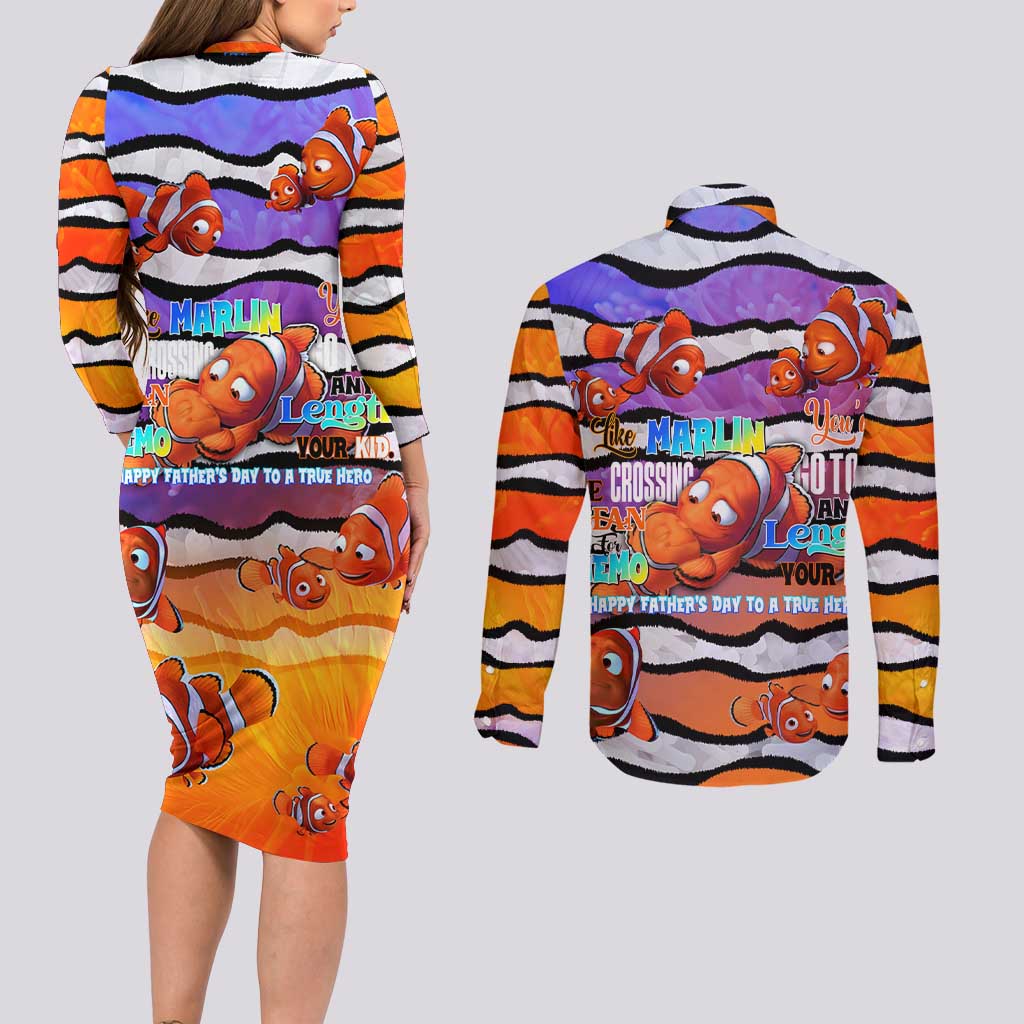 The Ocean Best Dad Couples Matching Long Sleeve Bodycon Dress and Long Sleeve Button Shirt Like Marlin Happy Fathers Day To a True Hero DT02 - Polynesian Pride