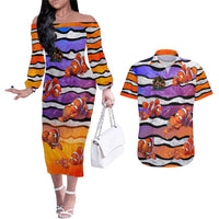 The Ocean Best Dad Couples Matching Off The Shoulder Long Sleeve Dress and Hawaiian Shirt Like Marlin Happy Fathers Day To a True Hero DT02 Art - Polynesian Pride