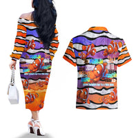 The Ocean Best Dad Couples Matching Off The Shoulder Long Sleeve Dress and Hawaiian Shirt Like Marlin Happy Fathers Day To a True Hero DT02 - Polynesian Pride