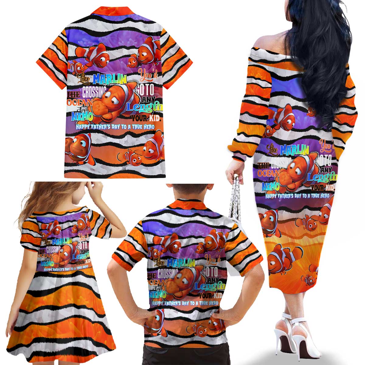 The Ocean Best Dad Family Matching Off The Shoulder Long Sleeve Dress and Hawaiian Shirt Like Marlin Happy Fathers Day To a True Hero DT02 - Polynesian Pride