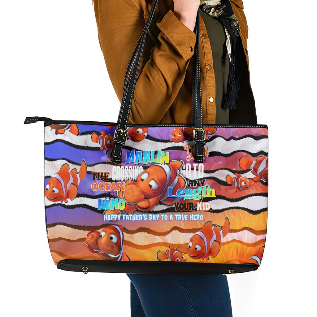 The Ocean Best Dad Leather Tote Bag Like Marlin Happy Fathers Day To a True Hero - Polynesian Pride