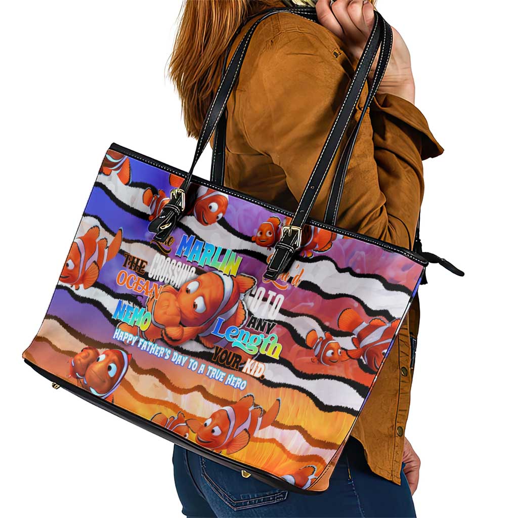 The Ocean Best Dad Leather Tote Bag Like Marlin Happy Fathers Day To a True Hero - Polynesian Pride