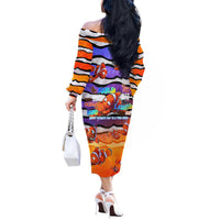 The Ocean Best Dad Off The Shoulder Long Sleeve Dress Like Marlin Happy Fathers Day To a True Hero - Polynesian Pride