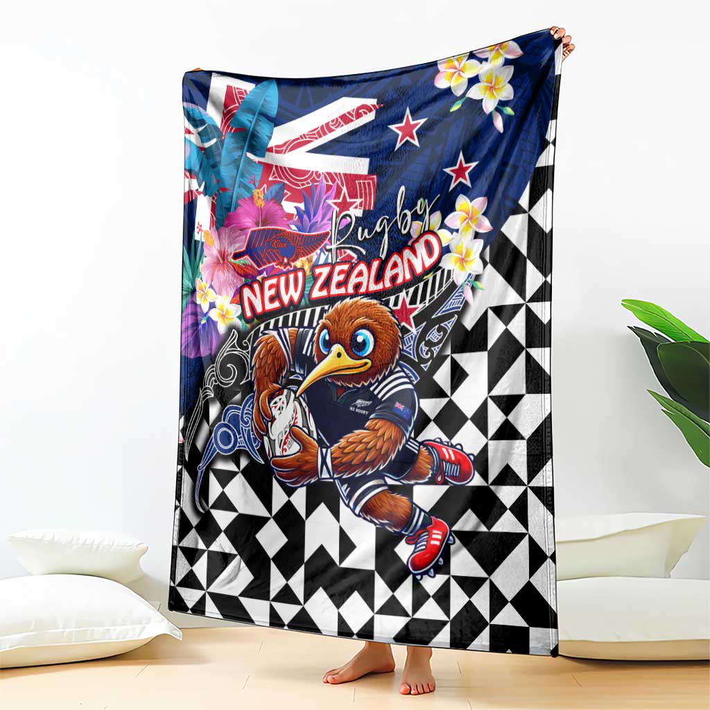 Kiwi New Zealand Rugby Blanket Kiwis Mascot Tropical Pattern