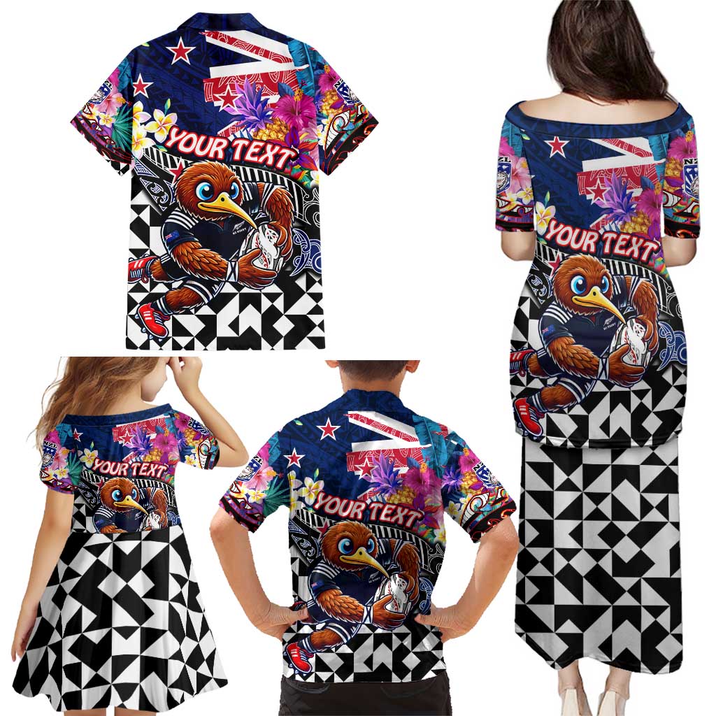 Personalized Kiwi New Zealand Rugby Family Matching Puletasi and Hawaiian Shirt Kiwis Mascot Tropical Pattern DT02 - Polynesian Pride