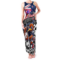 Personalized Kiwi New Zealand Rugby Family Matching Tank Maxi Dress and Hawaiian Shirt Kiwis Mascot Tropical Pattern DT02 Mom's Dress Blue - Polynesian Pride