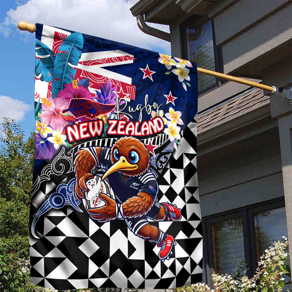 Kiwi New Zealand Rugby Garden Flag Kiwis Mascot Tropical Pattern DT02 - Polynesian Pride