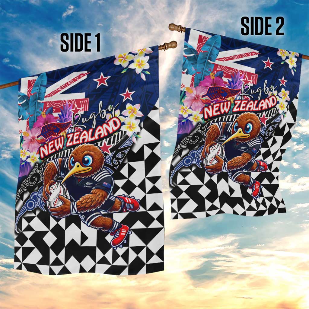 Kiwi New Zealand Rugby Garden Flag Kiwis Mascot Tropical Pattern DT02 - Polynesian Pride